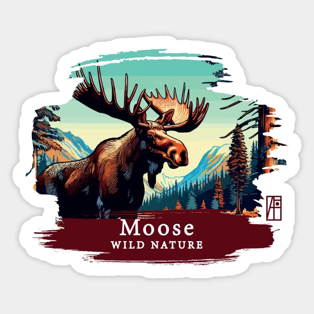 Moose- WILD NATURE - MOSE -9 Sticker by ArtProjectShop